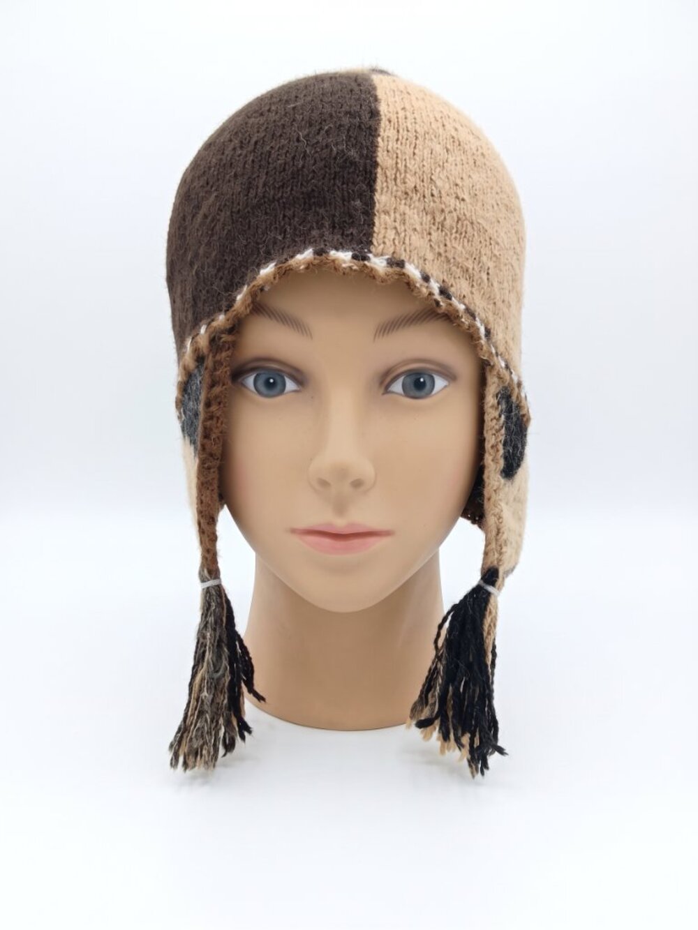 Andean Alpaca Wool Chullo Hat – Winter Hat with Earflaps and Pom-poms